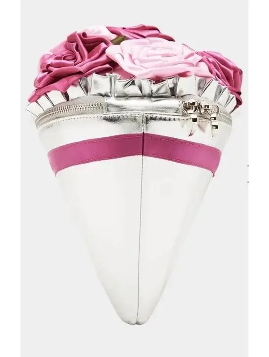 🌸 Betsey Johnson Kitsch Somethin New Bouquet Pink Silver Crossbody Bag NWT - Picture 2 of 14